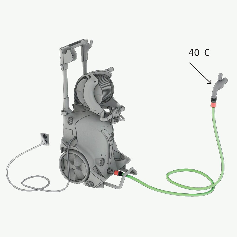 How hot water can I use with my AVA High pressure washer?